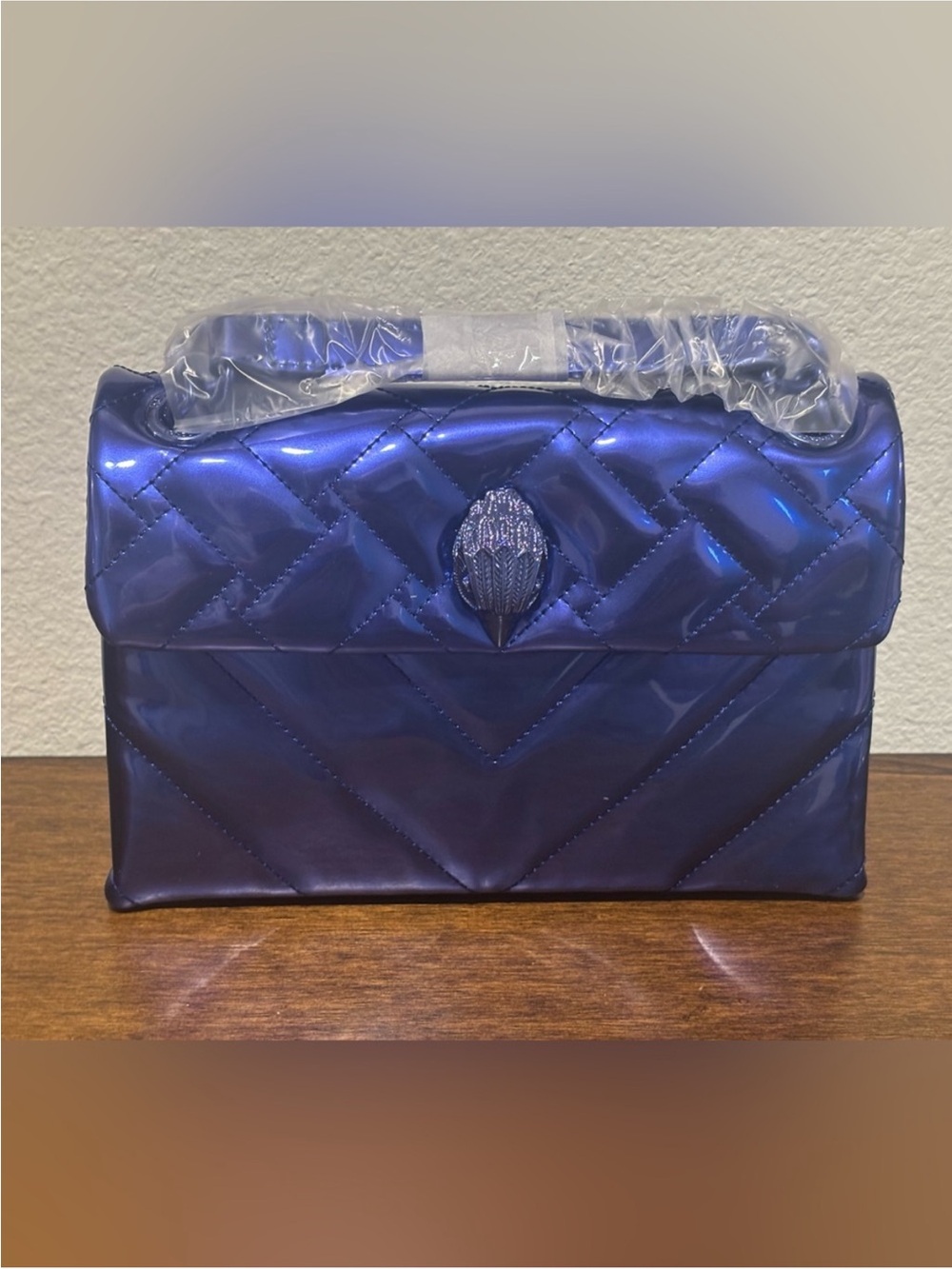 Kurt Geiger Quilted Metallic Blue Shoulder Crossbody Bag ✨BEAUTIFUL ✨ - Picture 3 of 10